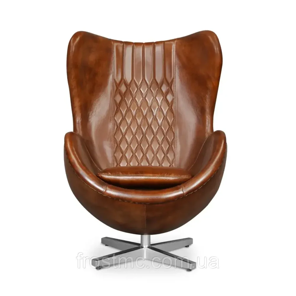 Сkórzany obrotowy fotel EGG w stylu loftowym
